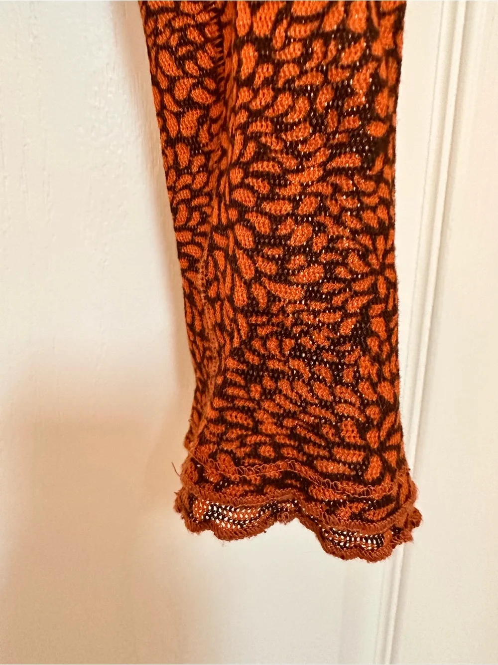 Free People Rust and Black Floral-Print Long Sleeve Crop Top